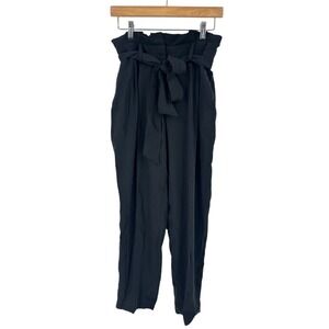 Boden Paper Bag Waist Pants Melina‎ High Rise Tie Front Casual Black Size 4